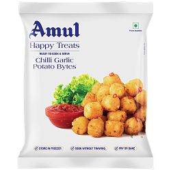 AMUL CHILLI GARLIC POTATO BYTES 400 GM AMUL CHILLI GARLIC POTATO BYTES 400 GM